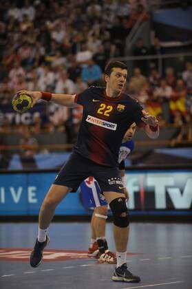 Player FC Barcelona Intersport Siarhai Rutenka (22) during BM Atletico de Madrid - FC Barcelona Intersport Velux EHF Champions League at Madrid Spain on April 20 2013, Stadium Vista Alegre 