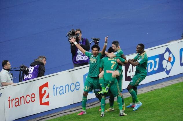 Joie de Brandao (saint etienne) et de ses coequipiers apres son but FOOTBALL : Saint Etienne vs Rennes - Finale Coupe de la Ligue - 20 04 2013 FredericChambert Panoramic 