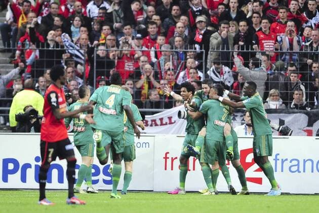 joie des joueurs Stephanois apres le but de Brandao (St Etienne) FOOTBALL : St Etienne vs Rennes - Finale de la coupe de la ligue - 20 04 2013 JBAutissier Panoramic 