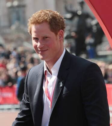 HRH Prince Harry in the Winners Enclosure at the 2013 London Marathon in London on April 21 2013.  LON2013042116