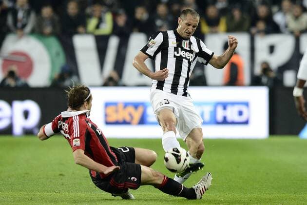 Db Torino 21 04 2013 - campionato di calcio serie A Juventus Turin - AC Milan Giorgio Chiellini-Massimo Ambrosini 