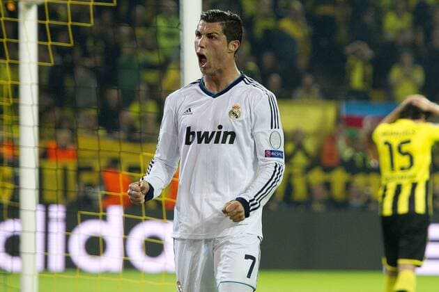 Torschütze Cristiano RONALDO (Real) jubelt über sein Tor zum 1:1 Ausgleich für Real Madrid, Fussball Champions League, Halbfinale, Borussia Dortmund (DO) - Real Madrid (Real) 4:1, am 24.04.2013 in Dortmund Deutschland