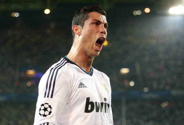 24.04.2013, Dortmund, Fussball, UEFA Champions League, Halbfinale, Borussia Dortmund BVB - Real Madrid. Cristiano Ronaldo (Madrid) jubelt nach seinem Tor zum 1:1.