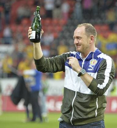 Torsten Lieberknecht, Trainer (Eintracht Braunschweig) Jubel, FC Ingolstadt 04 vs Eintracht Braunschweig), , Sport, Ballsport, Fussball, Bundesliga 2, Ingolstadt, Audi Sportpark,