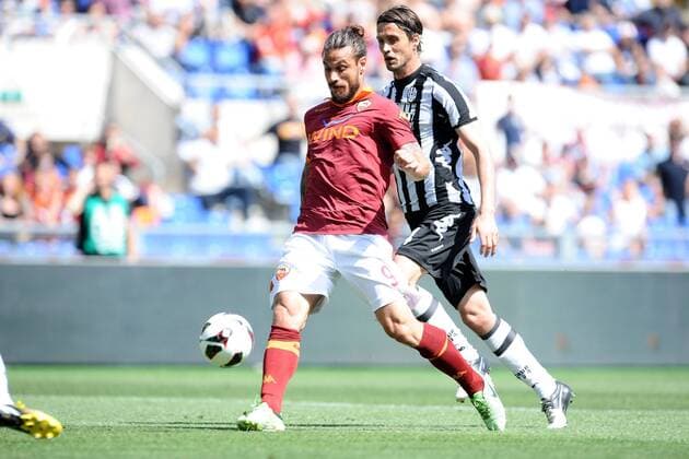 Daniel Pablo Osvaldo Roma .Goal celebrations.28 04 2013 Roma.Stadio Olimpico.Football Calcio 2012 2013 .Campionato di Calcio Serie A. AS Roma vs AC Siena . AntoniettaxBaldassarre