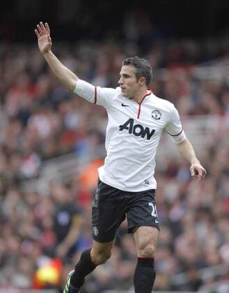 Robin van Persie of Manchester United - Barclays Premier League - FC Arsenal vs Manchester United (ManU) - Emirates Stadium London - Season 12 13 - 28th April 2013 - EDITORIAL USE ONLY. No use with unauthorised audio, video, data, fixture lists, club league logos or live services. Online in-match use limited to 120 images, no video emulation. No use in betting, games or single club league player publications.