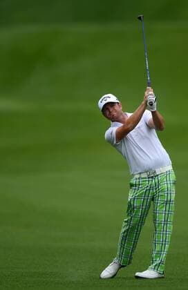 April 30, 2013 - Charlotte, NC, USA - Aaron Watkins watches the flight of his ball from the 18th fairway on Tuesday, April 30, 2013, during a practice round for the Wells Fargo Championship at Quail Hollow Club in Charlotte, North Carolina. Wells Fargo Championship - ZUMAm67