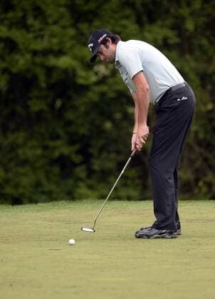 May 2, 2013 - Charlotte, NC, USA - Nate Smith smiles after making his putt on the 7th green during the first round of the Wells Fargo Championship at Quail Hollow Club in Charlotte, North Carolina, on Thursday, May 2, 2013. WELLS FARGO PGA Golf Herren EVENT - ZUMAm67