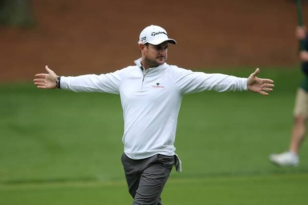 02 May 2013: Rory Sabatini expresses distance to his caddie during first round action at the the Wells Fargo Championship Tournament at Quail Hollow Country Club, Charlotte, North Carolina. GOLF: MAY 02 PGA Golf Herren - Wells Fargo Championship - First Round Icon2013050200287 EDITORIAL USE ONLY