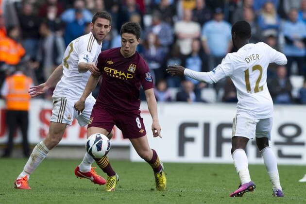 Football - 2012 2013 Premier League - Swansea City vs. Manchester City samir nasri. 