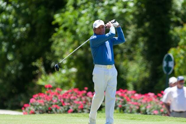 May 04 2013: Insperity Championship, The Greats of Golf golfers Gary Player teeing off on hole-5 during the tournament at The Woodlands Country Club in The Woodlands, TX. GOLF: MAY 04 Champions Tour - Insperity Championship Icon20130504031 EDITORIAL USE ONLY
