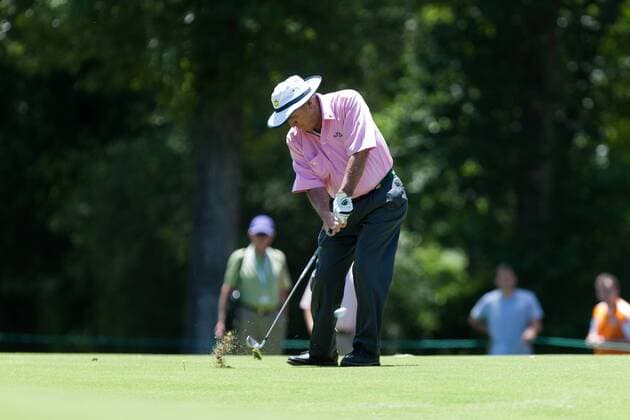May 04 2013: Insperity Championship, The Greats of Golf golfers Arnold Palmer hitting the ball on hole-5 fairways during the tournament at The Woodlands Country Club in The Woodlands, TX. GOLF: MAY 04 Champions Tour - Insperity Championship Icon20130504035 EDITORIAL USE ONLY