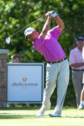 May 04 2013: Insperity Championship participant golfer Mike Goodes teeing-off in hole-18 during the tournament at The Woodlands Country Club in The Woodlands, TX. GOLF: MAY 04 Champions Tour - Insperity Championship Icon20130504057 EDITORIAL USE ONLY