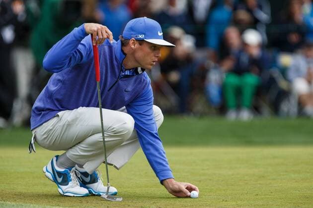 04 May 2013: George McNeill sets up his putt on the 18th green during the third round action of the Wells Fargo Championship Tournament at Quail Hollow Country Club, Charlotte, North Carolina. GOLF: MAY 04 PGA Golf Herren - Wells Fargo Championship - Third Round Icon130504039 EDITORIAL USE ONLY