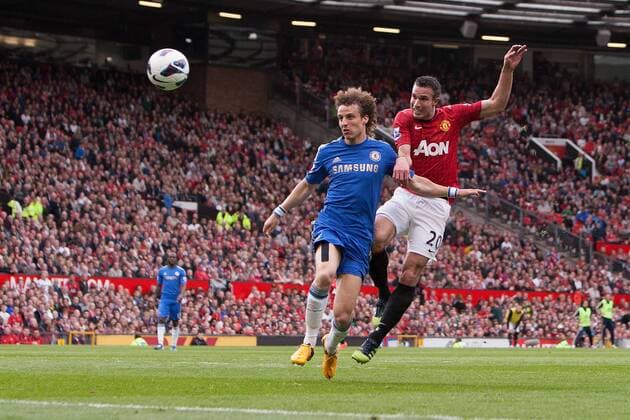 Football - 2012 2013 Premier League - Manchester United vs. Chelsea Robin van Persie of Manchester United goes close with a headed chance at Old Trafford 