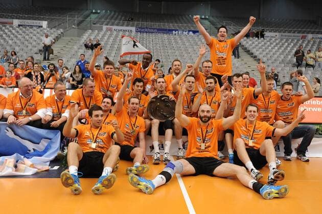 Jubel bei Berlin nach dem Gewinn der Deutschen Volleyballmeisterschaft. EP_WSE
