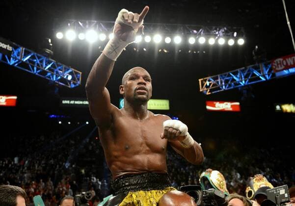 Floyd Mayweather, Jr. (USA), MAY 4, 2013 - Boxing : Floyd Mayweather, Jr. of the United States celebrates after winning the WBC welterweight title bout at MGM Grand Garden Arena in Las Vegas, Nevada, United States.  (xqoa000920)