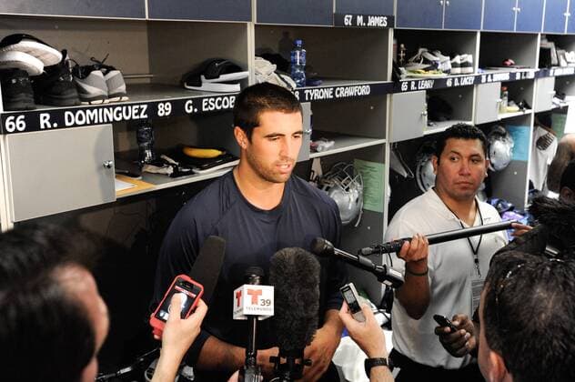 May 10, 2013 - Irving, TX, United States of America - Dallas Cowboys rookie tight end and second round draft pick out of San Diego State Gavin Escobar answers questions from the media in the Cowboys locker room after the first session of the Cowboys Rookie Mini Camp at the Dallas Cowboys Headquarters in Irving, Texas, on Friday May 10, 2013. NFL American Football Herren USA 2013: Cowboys Rookie Mini Camp May 10 - ZUMAc04