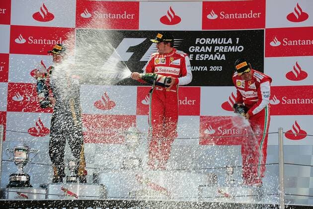 Kimi Räikkönen (Lotus F1 Team), Fernando Alonso (Scuderia Ferrari), Felipe Massa (Scuderia Ferrari) GP Spanien 2013 Formel 1 Grand Prix Spanien 2013