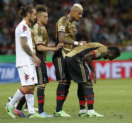 Kevin Prince Boateng, Sulley Muntari, Stephan El Shaarawy, Pablo Osvaldo Milan, Milano 12 5 2013 .Stadio S.Siro .Football Calcio 2012 2013 Serie A. AC Milan Vs AS Roma. MarcoxBertorello
