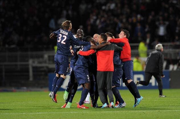 joie des parisiens FOOTBALL : Lyon vs PSG - Ligue 1 - 12 05 2013 NLeGouicFEP 