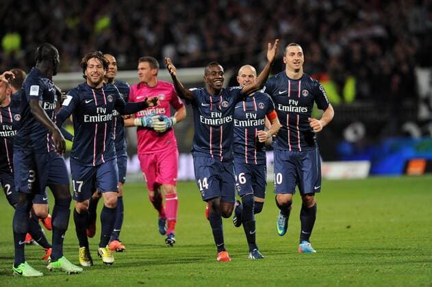 joie des parisiens - Blaise Matuidi - Zlatan Ibrahimovic (PSG) FOOTBALL : Lyon vs PSG - Ligue 1 - 12 05 2013 NLeGouicFEP 