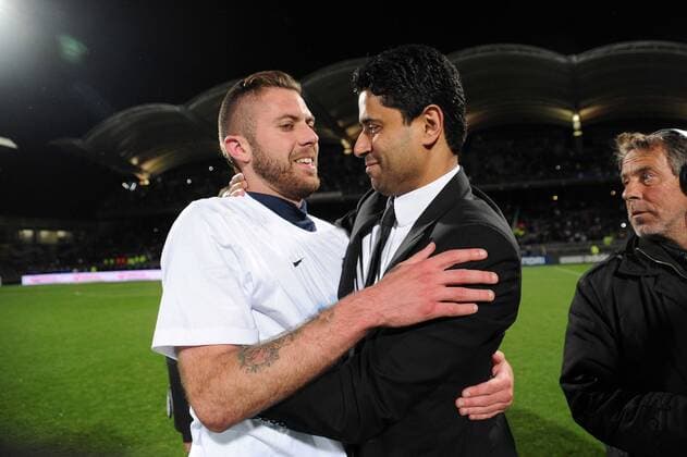 joie des parisiens - Jeremy Menez - Nasser Al Khelaifi (PSG) FOOTBALL : Lyon vs PSG - Ligue 1 - 12 05 2013 NLeGouicFEP 