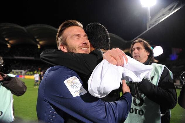 joie des parisiens - David Beckham - Nasser Al Khelaifi (PSG) FOOTBALL : Lyon vs PSG - Ligue 1 - 12 05 2013 N.LeGouic FEP Panoramic 