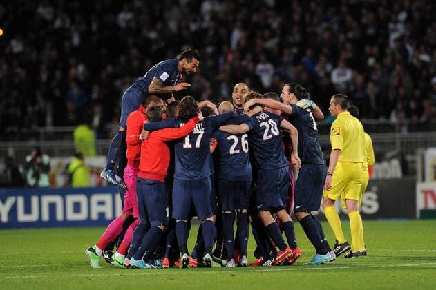 joie des parisiens FOOTBALL : Lyon vs PSG - Ligue 1 - 12 05 2013 NLeGouicFEP 