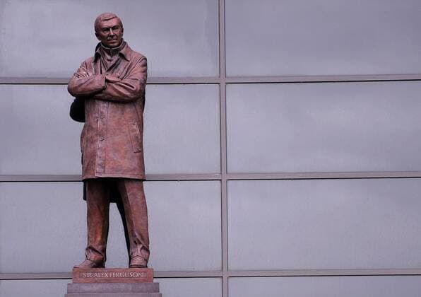 A statue to Sir Alex Ferguson manager of Manchester United - Barclays Premier League - Manchester United (ManU) - Old Trafford Stadium - Manchester - England - 12 05 13 - EDITORIAL USE ONLY. No use with unauthorised audio, video, data, fixture lists, club league logos or live services. Online in-match use limited to 120 images, no video emulation. No use in betting, games or single club league player publications.