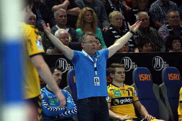 Kiel, 14. Mai 2013 - Sport, Handball, 1. Bundesliga, Saison 2012 2013, THW Kiel - Rhein-Neckar Löwen: Gudmundur Gudmundsson (Trainer Rhein-Neckar Löwen)