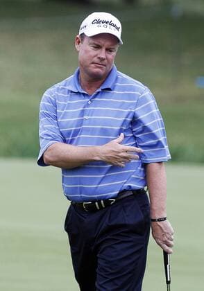 16 MAY 2013: Joe Durant reacts to his missed birdie putt on 17 during the first round of the HP Byron Nelson Championship played at TPC Las Colinas Four Season Resort in Irving, TX. GOLF: MAY 16 PGA Golf Herren - HP Byron Nelson Championship - First Round Icon1305160228 EDITORIAL USE ONLY