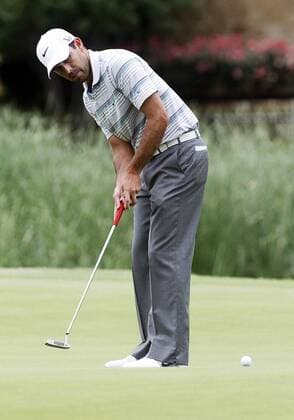 16 MAY 2013: Charl Schwartzel of South Africa with his putt on 17 during the first round of the HP Byron Nelson Championship played at TPC Las Colinas Four Season Resort in Irving, TX. GOLF: MAY 16 PGA Golf Herren - HP Byron Nelson Championship - First Round Icon1305160264 EDITORIAL USE ONLY