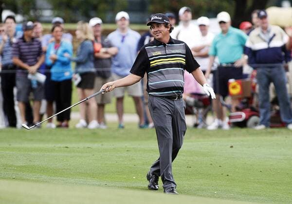 16 MAY 2013: Jason Dufner reacts after his eagle 2 on the Par 4 1 hole during the first round of the HP Byron Nelson Championship played at TPC Las Colinas Four Season Resort in Irving, TX. GOLF: MAY 16 PGA Golf Herren - HP Byron Nelson Championship - First Round Icon1305160432 EDITORIAL USE ONLY