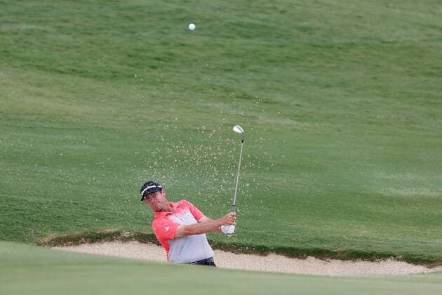 May 17, 2013: Chez Reavie blasts from the 18 bunker during the second round of the HP Byron Nelson Championship played at the TPC Four Seasons Resort in Irving, TX. GOLF: MAY 17 PGA Golf Herren - HP Byron Nelson Championship - Second Round Icon1305170392 EDITORIAL USE ONLY