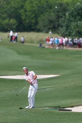 May 17, 2013: Jesper Parnevik hits his approach to the 16th green during the second round of the HP Byron Nelson Championship played at the TPC Four Seasons Resort in Irving, TX. GOLF: MAY 17 PGA Golf Herren - HP Byron Nelson Championship - Second Round Icon1305175102 EDITORIAL USE ONLY