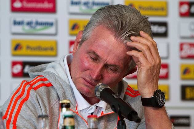 18-05-2013, Fussball, Saison 2012-2013, 1. Bundesliga, 34. Spieltag, Borussia Mönchengladbach - FC Bayern München 3-4, Trainer Jupp Heynckes (Bayern München) in der Pressekonferenz nach dem Spiel.