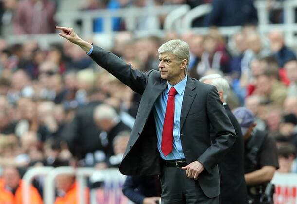 Football - English Premiership - Newcastle v Arsenal Arsene Wenger of Arsenal gestures during the Newcastle v Arsenal, Barclay s Premier League football match at St James Park, Newcastle. Colorsport 19th May 2013
