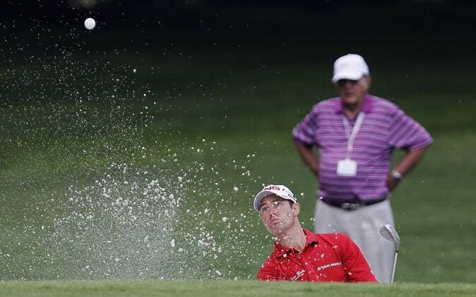 May 23, 2013 - Fort Worth, TX, USA - Doug LaBelle II hits the ball out of a bunker on the 8th hole in the opening round of the Crowne Plaza Invitational at Colonial, Thursday May 23, 2013, in Fort Worth, Texas. Colonial First Round - ZUMAm67