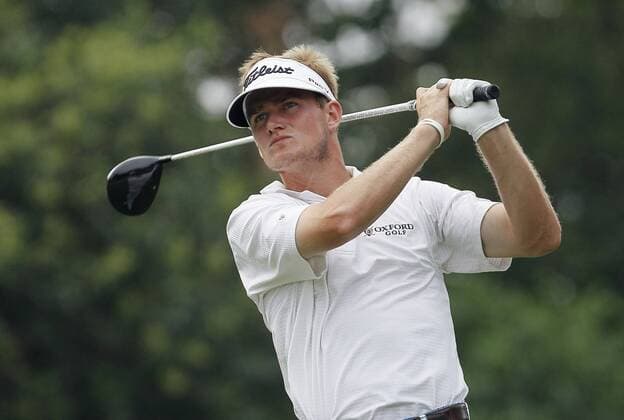 May 23, 2013 - Fort Worth, TX, USA - John Peterson watches his tee shot on the 8th hole in the opening round of the Crowne Plaza Invitational at Colonial, Thursday May 23, 2013, in Fort Worth, Texas. Colonial First Round - ZUMAm67