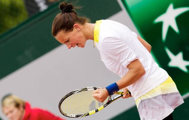 TENNIS - WTA, French Open 2013 PARIS,FRANKREICH,24.MAI.13 - TENNIS - WTA Tennis Damen Tour, Grand Slam, Roland Garros, French Open, Qualifikation. Bild zeigt den Jubel von Dinah Pfizenmaier (GER). 