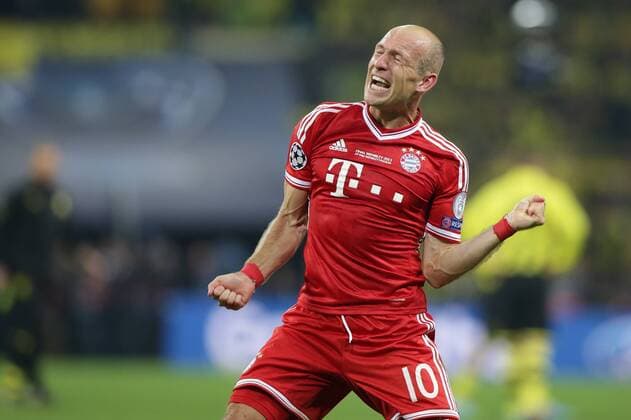 Fußball, FC Bayern München, Champions League Sieger 2013 Jubel Arjen ROBBEN (FC Bayern München - 10) nach dem Sieg im Champions League Finale EP_GST