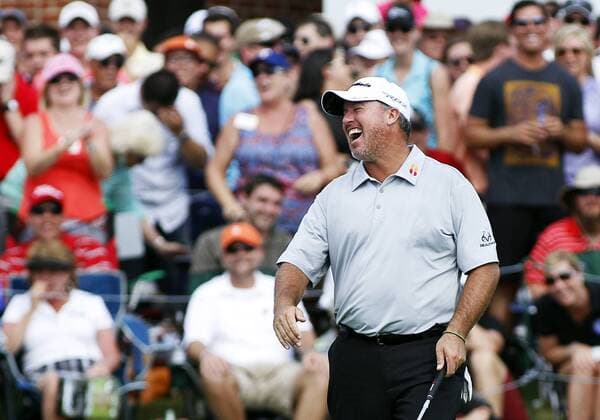 26 MAY 2013: Boo Weekley after just missing his birdie putt on 18 during the final round of the Crowne Plaza Invitational at Colonial played in Fort Worth, TX. GOLF: MAY 26 PGA Golf Herren - Crowne Plaza Invitational at Colonial - Final Round Icon16224 EDITORIAL USE ONLY