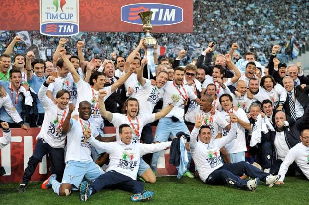 May 26, 2013 - Rome, Lazio, Italy - Rome, Italy -End of the race festivities for the title just reached during Final TIM CUP 2012 2013 between Roma vs Lazio played at the Olympic Stadium in Rome Soccer 2013 Tim Cup 2012 2013  - ZUMAc12