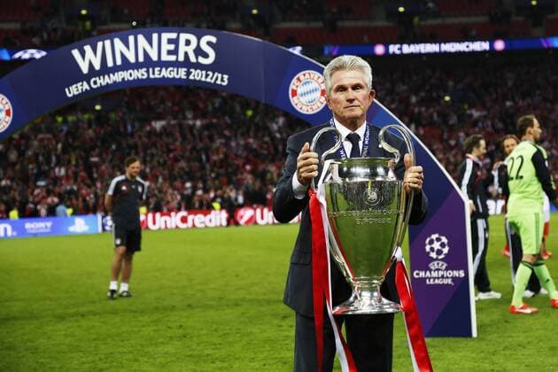 Fußball, FC Bayern München, Champions League Sieger 2013 Jupp Heynckes (Bayern), MAY 25, 2013 - Football Soccer : Jupp Heynckes celebrates with a trophy after winning the UEFA Champions League Final match between Borussia Dortmund (BVB) - FC Bayern München 1:2 at Wembley Stadium in London, England.  (oqma010182)