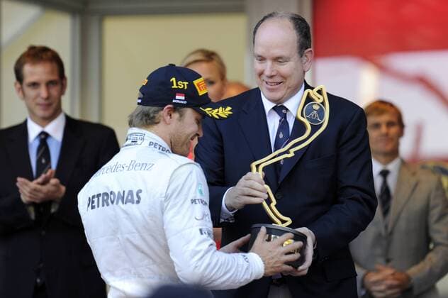 Motorsports: FIA Formula One World Championship 2013, Grand Prix of Monaco, 9 Nico Rosberg (GER, Mercedes AMG Petronas F1 Team) and Prince Albert II of Monaco xHOCHxZWEIx