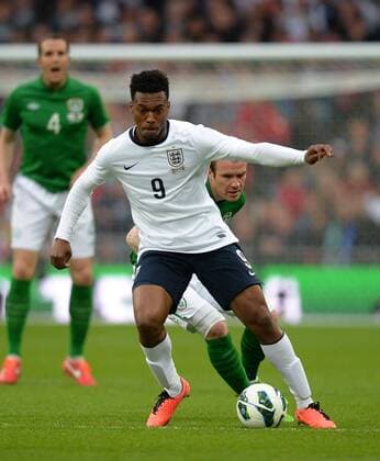 Daniel Sturridge of England holds off Glenn Whelan of Ireland - International Friendly - England vs Republic of Ireland - Wembley Stadium - London - England - 29 05 13 - Picture Simon Bellis Sportimage EDITORIAL USE ONLY. No use with unauthorised audio, video, data, fixture lists, club league logos or live services. Online in-match use limited to 120 images, no video emulation. No use in betting, games or single club league player publications.