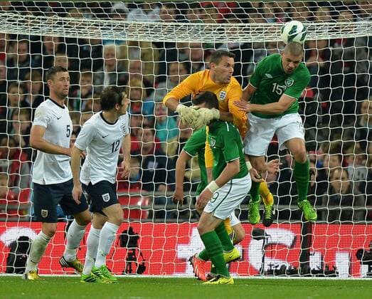Ben Foster of England misses a punch as Jon Walters of Ireland nearly scores - International Friendly - England vs Republic of Ireland - Wembley Stadium - London - England - 29 05 13 - Picture Simon Bellis Sportimage EDITORIAL USE ONLY. No use with unauthorised audio, video, data, fixture lists, club league logos or live services. Online in-match use limited to 120 images, no video emulation. No use in betting, games or single club league player publications.