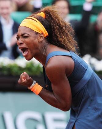 PARIS, May 31, 2013 -- Serena Williams of the United States celebrates during the women s singles third round match at the Roland Garros stadium in Paris May 31, 2013. 