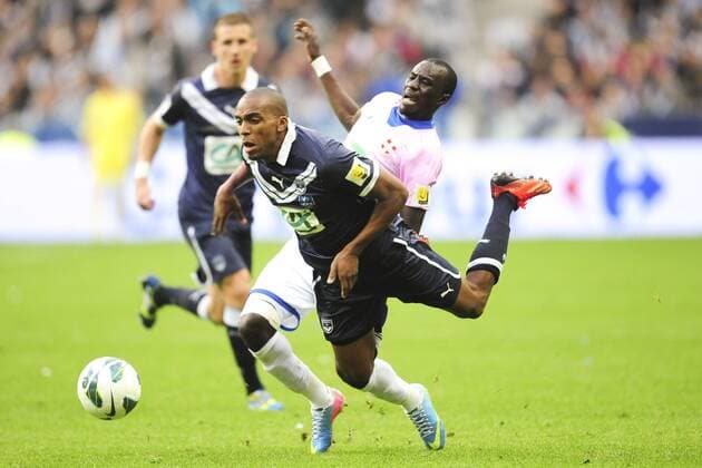 Mohammed Rabiu (Evian) vs Nicolas Maurice Belay (Bordeaux) FOOTBALL : Evian Thonon Gaillard vs Bordeaux - Finale coupe de France - 31 05 2013 JBAutissier Panoramic 
